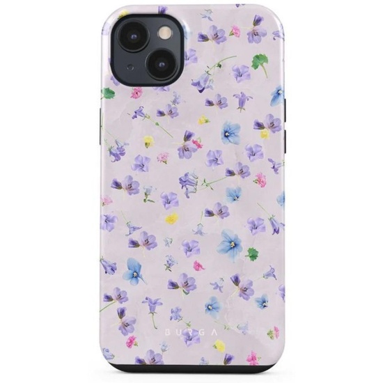 Funda para iPhone 14 Burga de doble capa con diseño de flores silvestres