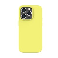 Coque Lemontti Liquid Silicon MagCharge iPhone 14 Pro Jaune (protection 360°, matière fine, doublée microfibre)