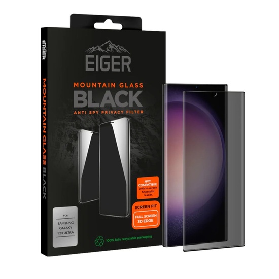 Eiger Folie Glass 3D Privacy Mountain Glass Samsung Galaxy S23 Ultra Nero