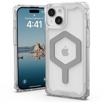 Custodia UAG Plyo serie MagSafe per iPhone 15 Plus argento ghiaccio
