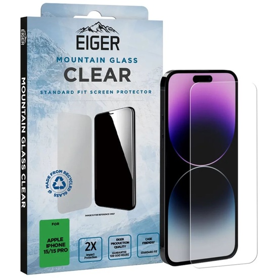 Eiger Folie Glass 2.5D Mountain Glass iPhone 15 / 15 Pro Transparente
